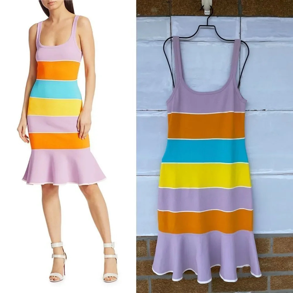 Tanya Taylor Noreen Colorblock Dress Large